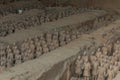 XI'AN, CHINA - AUGUST 6, 2018: Soldiers in the Pit 1 of the Army of Terracotta Warriors near Xi'an, Shaanxi province Royalty Free Stock Photo