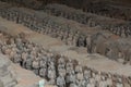XI& x27;AN, CHINA - AUGUST 6, 2018: Soldiers in the Pit 1 of the Army of Terracotta Warriors near Xi& x27;an, Shaanxi province Royalty Free Stock Photo