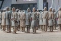 XI'AN, CHINA - AUGUST 6, 2018: Terracotta scultpures in the Pit 1 of the Army of Terracotta Warriors near Xi'an, Shaanxi Royalty Free Stock Photo