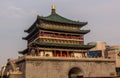 XI'AN, CHINA - AUGUST 5, 2018: Tourists visit the Bell Tower in Xi'an, Chi Royalty Free Stock Photo