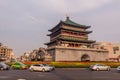 XI'AN, CHINA - AUGUST 5, 2018: Traffic around the Bell Tower in Xi'an, Chi Royalty Free Stock Photo
