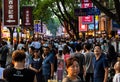 Massive people in Hui People Street at Muslim Quarter,