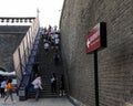 Stairs to Yongning Gate (South Gate) of the City Wall with many tourists in Xi'an
