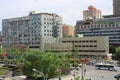 View of the street and interesting buildings of the modern part of the city from the city wall of XI`an