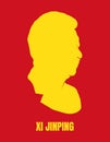 Xi Jinping Chinese Flag Side Silhouette Vector Red Yellow Color