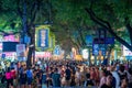 Crowded street with tourists in the Xi`an muslim quarter at night