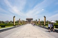 Tourists at the Xi`an city wall south gate in summer