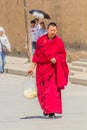 XIAHE, CHINA - AUGUST 24, 2018: Buddhist monk of Labrang Monastery in Xiahe town, Gansu province, Chi