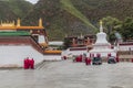 XIAHE, CHINA - AUGUST 25, 2018: Buddhist monks at Labrang Monastery in Xiahe town, Gansu province, Chi
