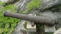 Abundant cast iron cannon at Hulishan Cannon Fort in China