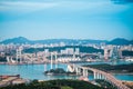 Xiamen haicang bridge in nightfall Royalty Free Stock Photo