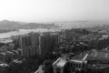 Xiamen port area and haicang bridge, black and white image Royalty Free Stock Photo