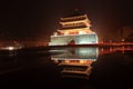 Xian bell tower in night after rain