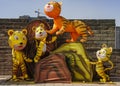 4 tiger dolls at North Gate on city Wall, Xian, China