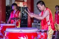 Drum musical performance in the Drum tower in Xian, Shaanxi province, China Royalty Free Stock Photo