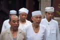 Group of man wearing taqiyah at the Xian Great Mosque in the city of Xian in China