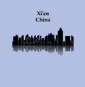 Xian, China city silhouette