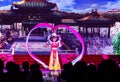 Chinese woman dancer showing her beautiful dance in the Tang Dynasty Dance Show in Xian, China