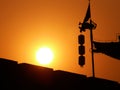 Xian city wall silhouette sunset