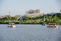 The chang `an tower in xi `an world expo park is the landmark of this tourist attraction. Royalty Free Stock Photo