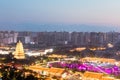 Xian wild goose pagoda square at night