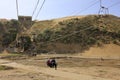 Tourists take the telpher to view xiangshawan sand bay, adobe rgb