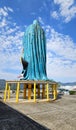 Xicotepec, Puebla, Mexico - Apr 17 2023: Monumental Virgin of Guadalupe, attraction for the Mexican Catholic community