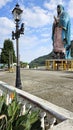 Xicotepec, Puebla, Mexico - Apr 17 2023: Monumental Virgin of Guadalupe, attraction for the Mexican Catholic community