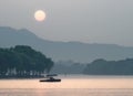 Xihu Lake at sunset, Hangzhou, China Royalty Free Stock Photo