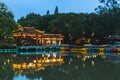 Xihu park located in Fuzhou of Fujian, China at night