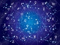 XII Constellations of Zodiac (Ultraviolet Blueprint version) Royalty Free Stock Photo