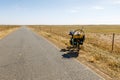 Traveler`s bike with bags