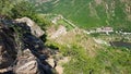 Xilinhot - A panoramic view on Daqing mountains in Inner Mongolia. Endless mountain chains. The slopes are mostly barren Royalty Free Stock Photo