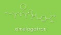 Ximelagatran anticoagulant drug molecule direct thrombin inhibitor. Skeletal formula.