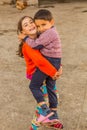 XINALIQ, AZERBAIJAN - JUNE 14, 2018: Children in Xinaliq Khinalug village, Azerbaij