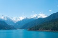 Heavenly Lake of Tianshan (Tianchi) in Fukang, Changji, Xinjiang, China. It is part of UNESCO World Heritage Site Royalty Free Stock Photo