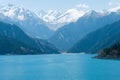 Heavenly Lake of Tianshan (Tianchi) in Fukang, Changji, Xinjiang, China. It is part of UNESCO World Heritage Site Royalty Free Stock Photo