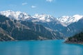 Heavenly Lake of Tianshan (Tianchi) in Fukang, Changji, Xinjiang, China. It is part of UNESCO World Heritage Site Royalty Free Stock Photo