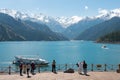 Heavenly Lake of Tianshan (Tianchi) in Fukang, Changji, Xinjiang, China. It is part of UNESCO World Heritage Site