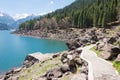 Heavenly Lake of Tianshan (Tianchi) in Fukang, Changji, Xinjiang, China. It is part of UNESCO World Heritage Site Royalty Free Stock Photo