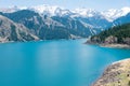 Heavenly Lake of Tianshan (Tianchi) in Fukang, Changji, Xinjiang, China. It is part of UNESCO World Heritage Site Royalty Free Stock Photo