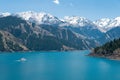 Heavenly Lake of Tianshan (Tianchi) in Fukang, Changji, Xinjiang, China. It is part of UNESCO World Heritage Site Royalty Free Stock Photo