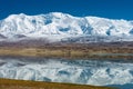 Karakul Lake view from Karakoram Highway in Pamir Mountains, Akto County,Kizilsu Kirghiz Autonomous Prefecture, Xinjiang, China. Royalty Free Stock Photo