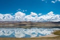 Karakul Lake on the Karakoram Highway in Pamir Mountains, Akto County,Kizilsu Kirghiz Autonomous Prefecture, Xinjiang, China. Royalty Free Stock Photo