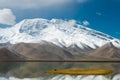 Mustagh Ata Mountain at Karakul Lake in Pamir Mountains, Akto County,Kizilsu Kirghiz Autonomous Prefecture, Xinjiang, China. Royalty Free Stock Photo
