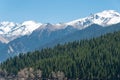 Snow Mountain in Heavenly Lake of Tianshan (Tianchi) in Fukang, Changji, Xinjiang, China. It is part of UNESCO World Royalty Free Stock Photo