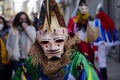 Xinzo de Limia, Spain -02/19/2022 Pantalla the traditional carnival mask. One of the most popular carnivals in Galicia, Entroido Royalty Free Stock Photo