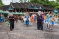 Xishuangbanna Dai Park Xiaoganlanba on splashing square dancers (God) who Royalty Free Stock Photo