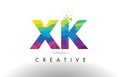 XK X K Colorful Letter Origami Triangles Design Vector.