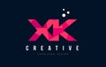 XK X K Letter Logo with Purple Low Poly Pink Triangles Concept